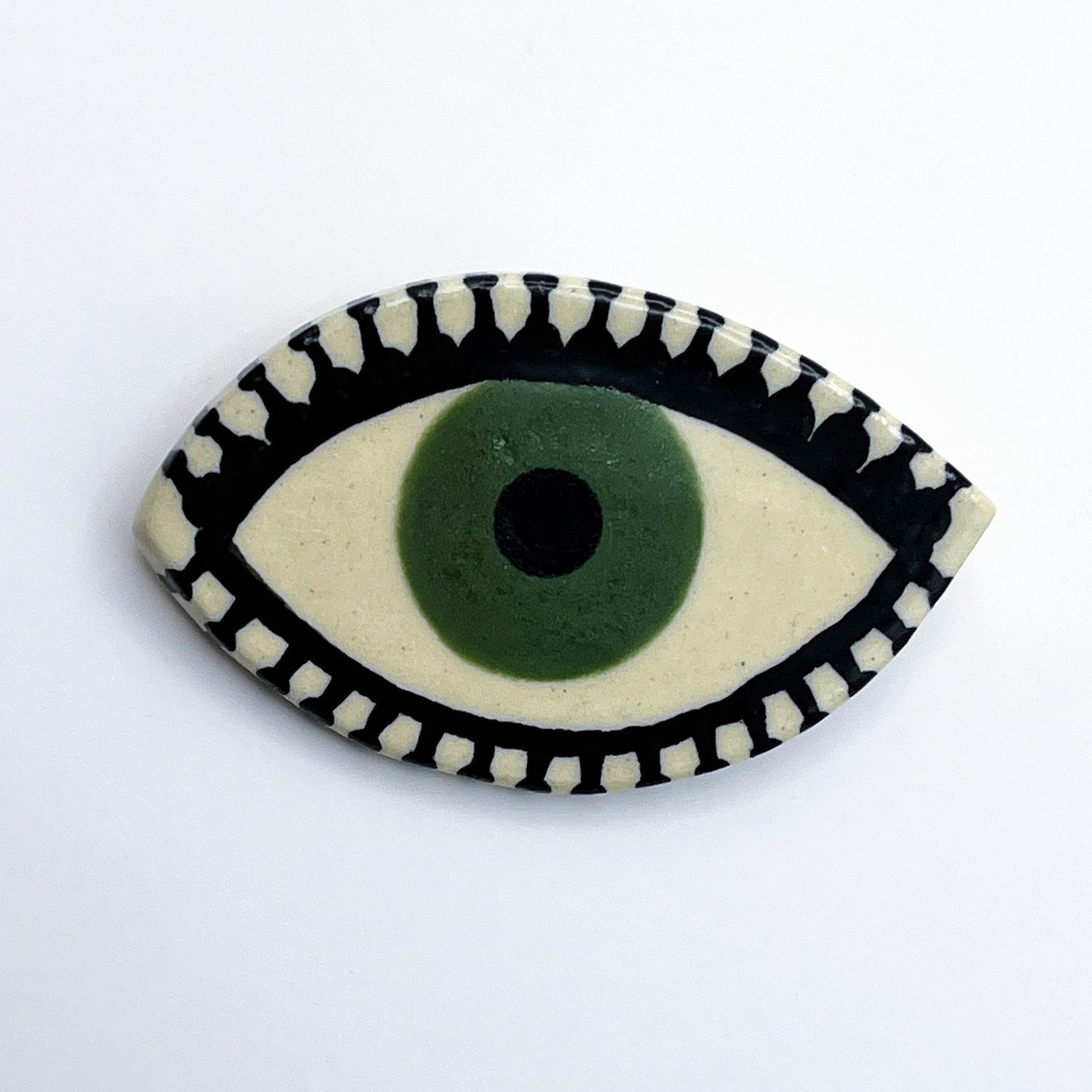 Here and Here: Green Eye Brooch with Straight Lashes Product Image 1 of 2