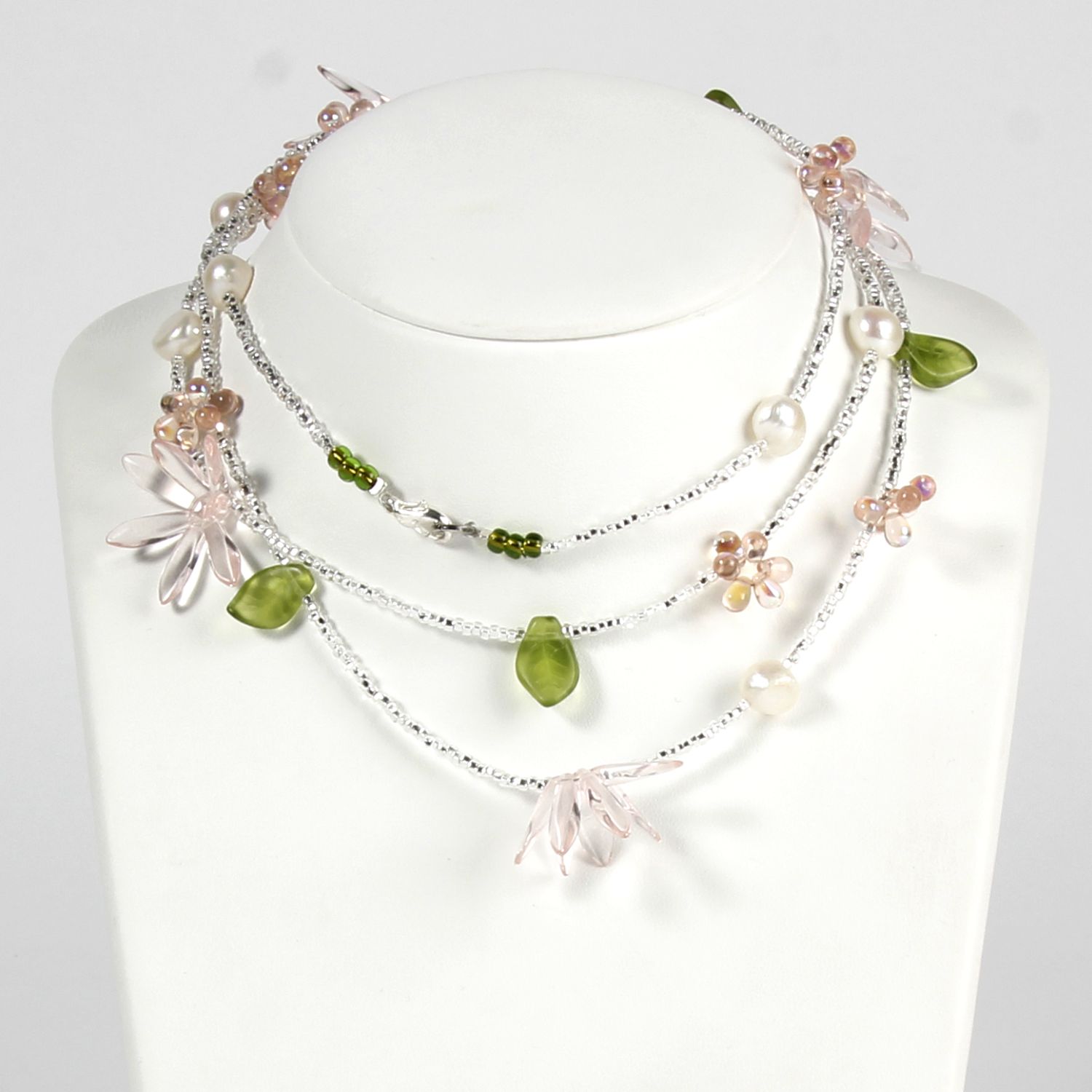 Krystyne Griffin: Pink and Green Crystal Necklace Product Image 2 of 2