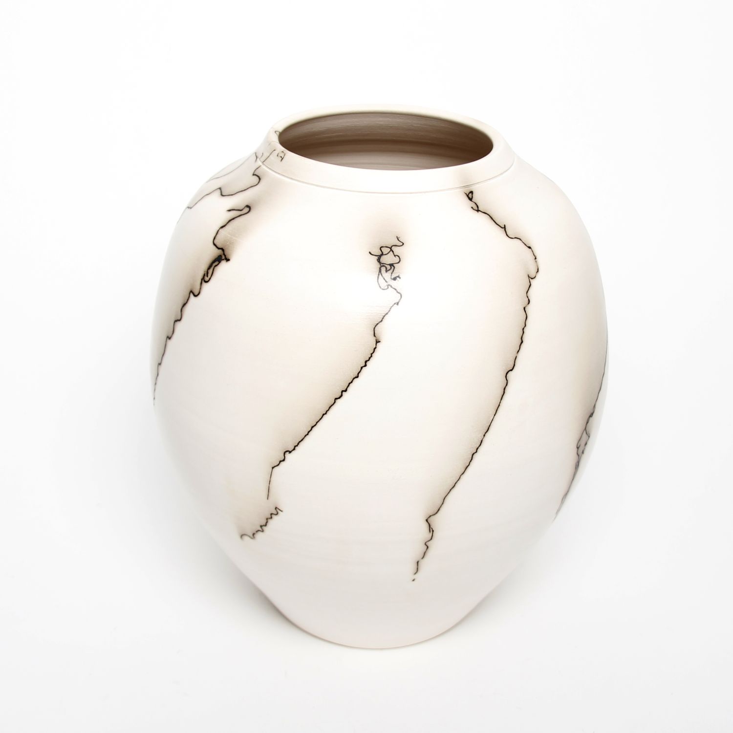 Shu-Chen Cheng: Medium Horse Hair Raku Vase Product Image 1 of 2