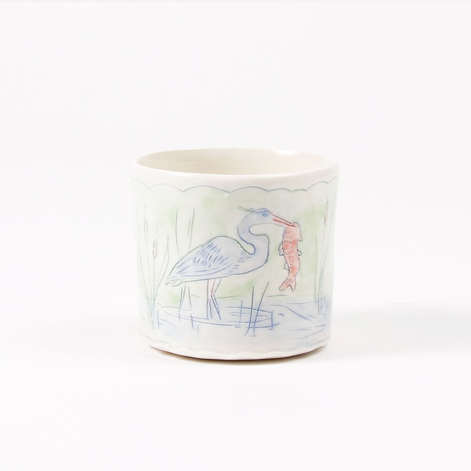 Kirsti Smith: Blue Heron Cup with Textured Glaze Product Image 2 of 3