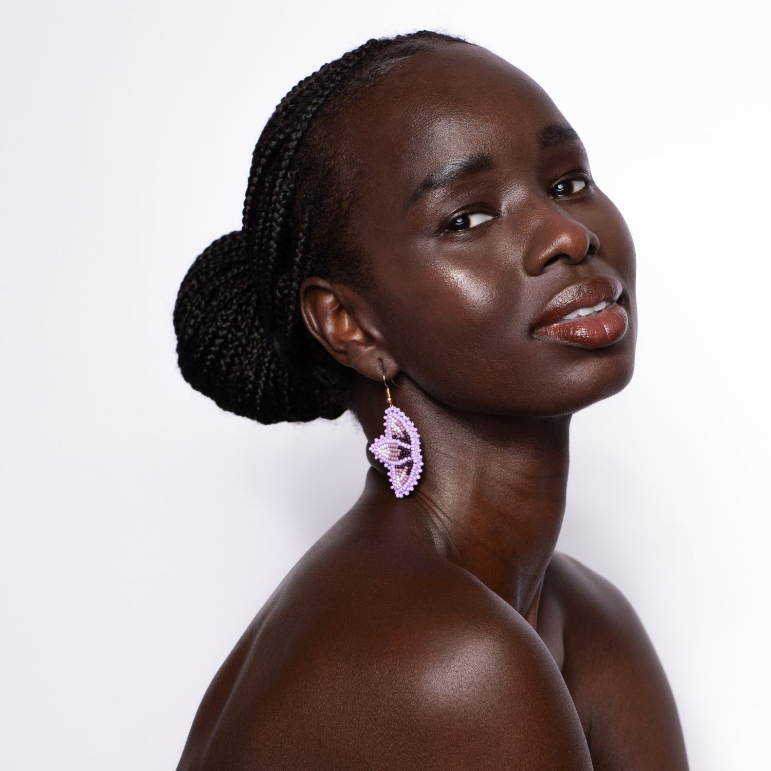 Lesley Hampton: Petal Beaded Earrings – Purple Product Image 1 of 2