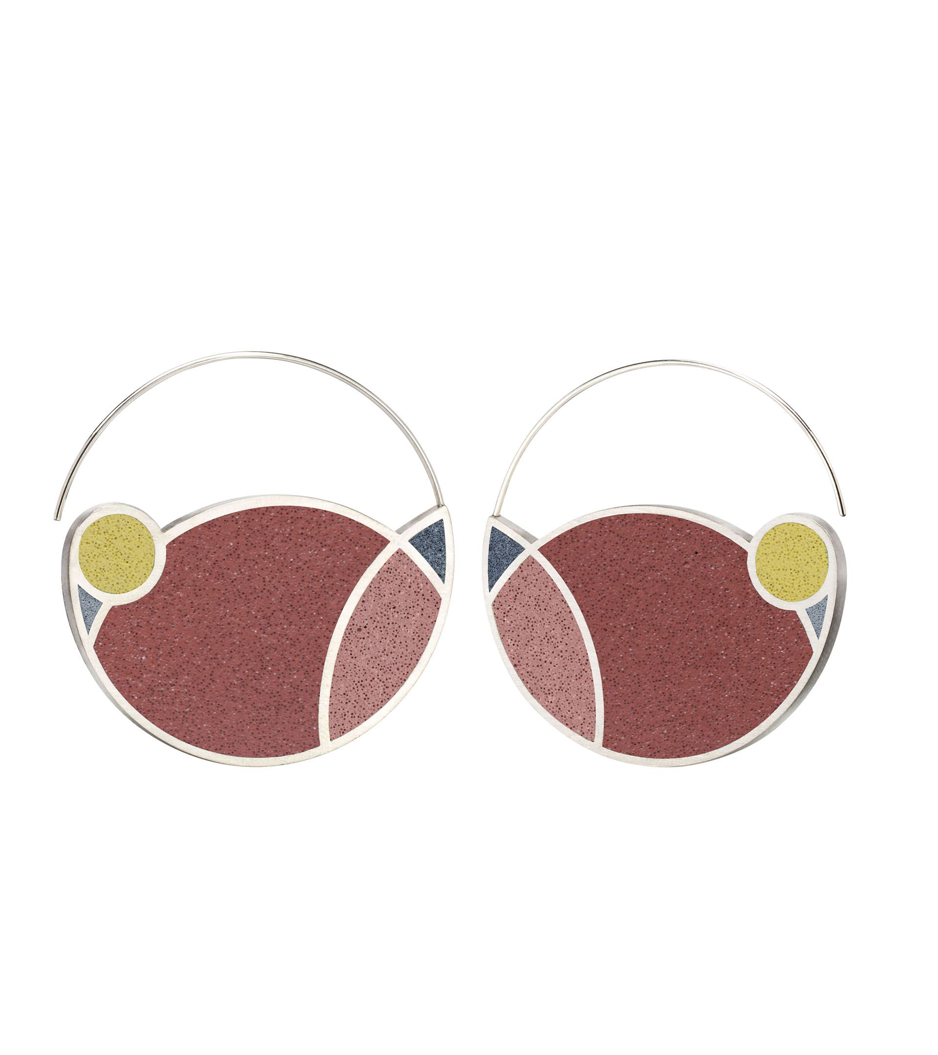Konzuk: March Balloons Hoop Earrings in Taliesin Red Colourway Product Image 1 of 1