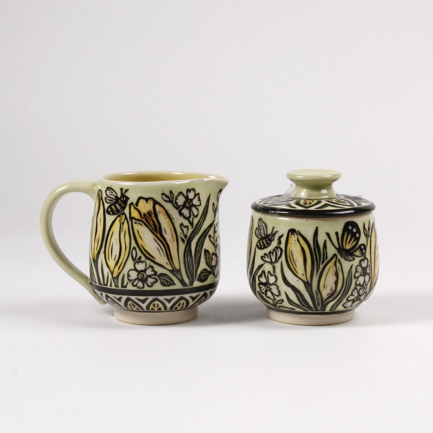 Jocelyn Jenkins: Sgraffito Cream and Sugar Set Product Image 1 of 2
