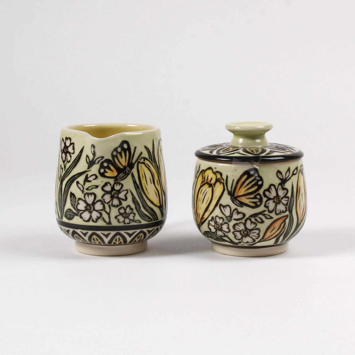 Jocelyn Jenkins: Sgraffito Cream and Sugar Set Product Image 2 of 2