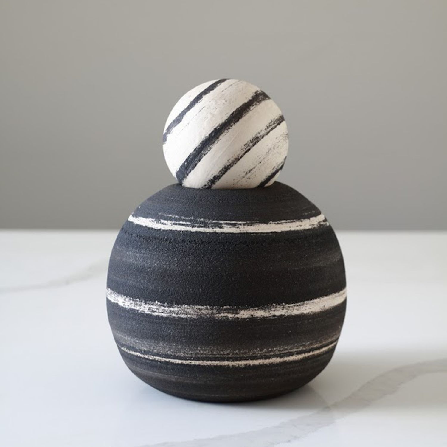 Celina Kang: Medium Vase with Ball Top – Black Product Image 1 of 1
