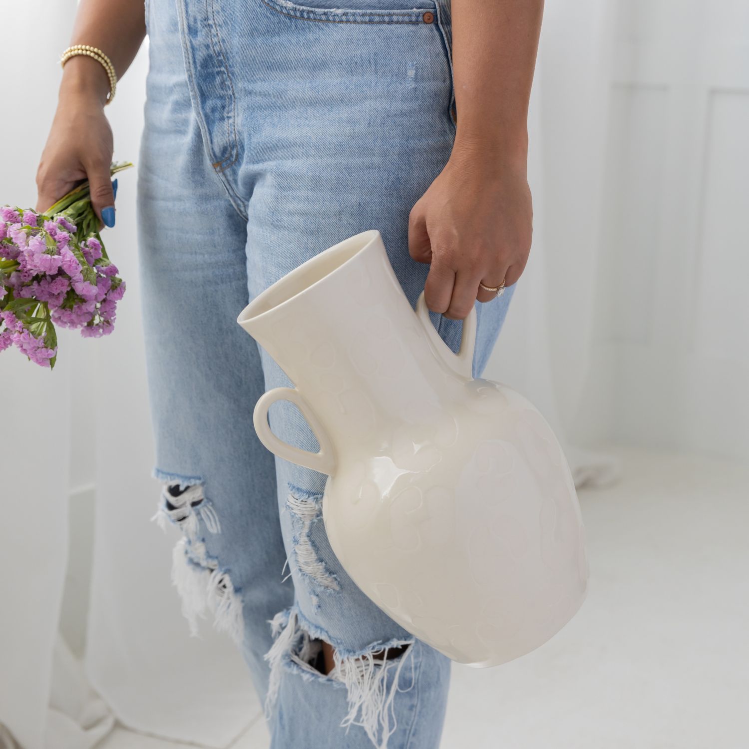Mima Ceramics: White Print Vessel no. 1 Product Image 2 of 2