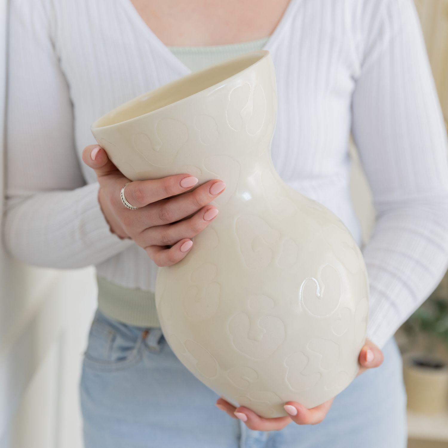 Mima Ceramics: White Print Vessel no. 2 Product Image 2 of 2