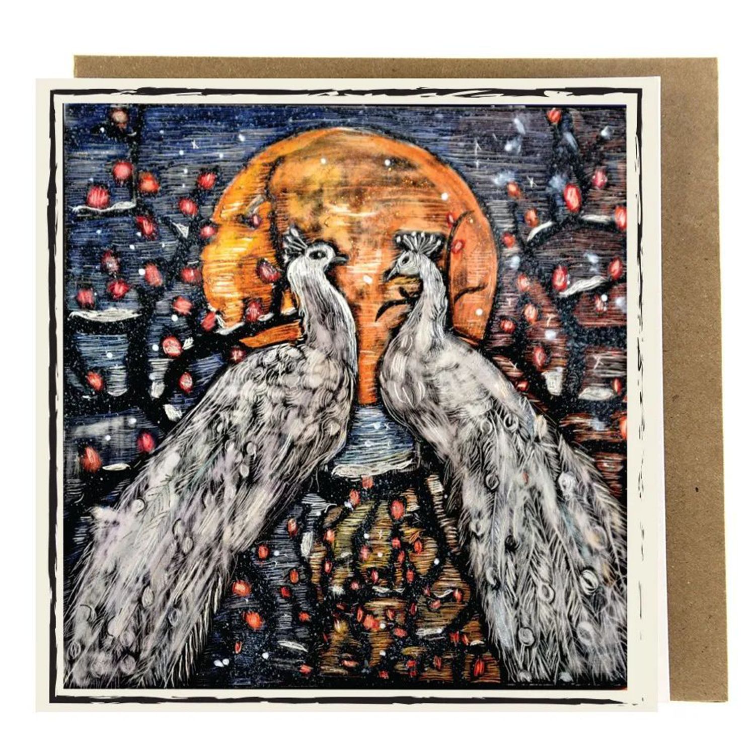 Lisa Martini-Dunk: Notecard – Peacock Moon Product Image 1 of 1