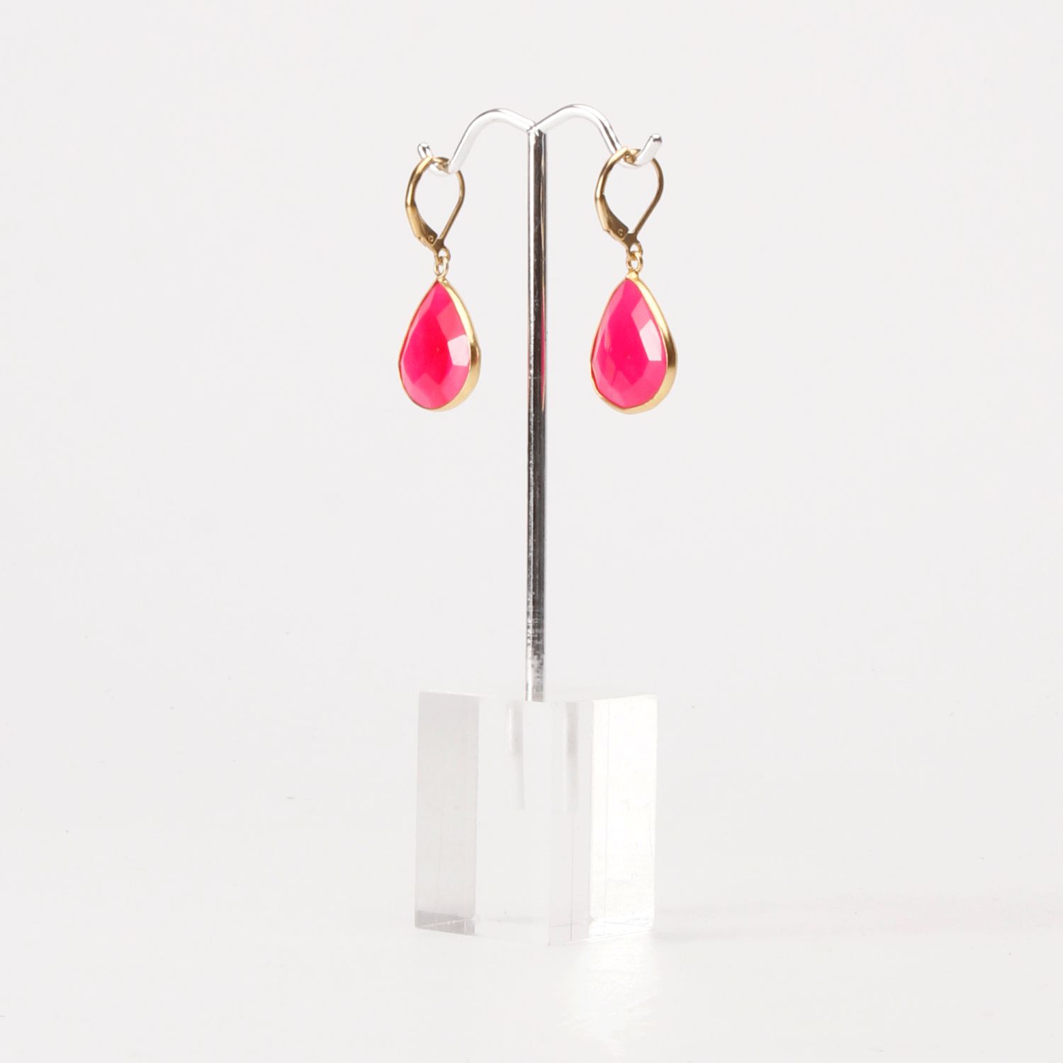 Valentine Rouge Jewellery : Fuschia Chalcedony earring Product Image 2 of 3
