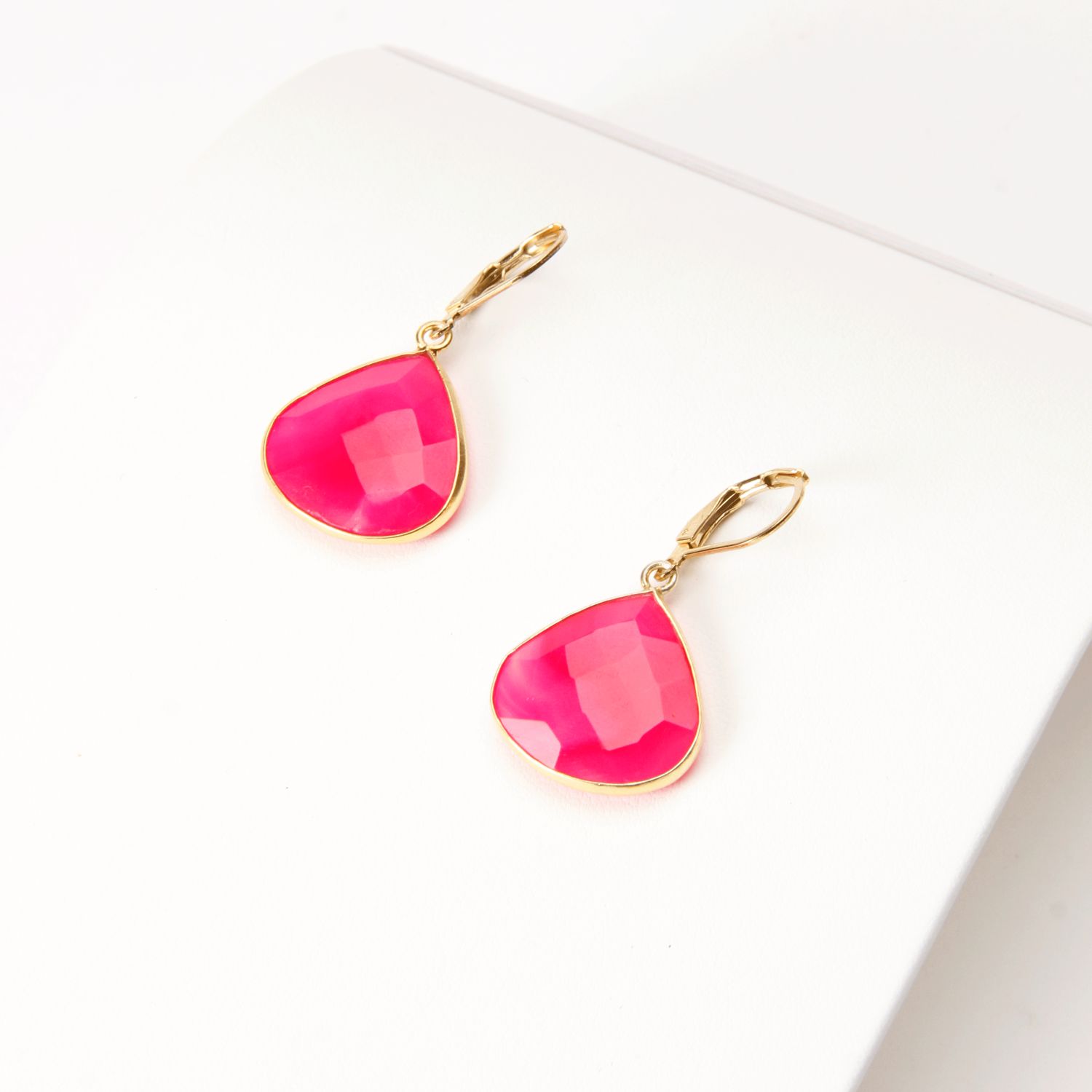 Valentine Rouge Jewellery : Fuschia Chalcedony earring Product Image 3 of 3