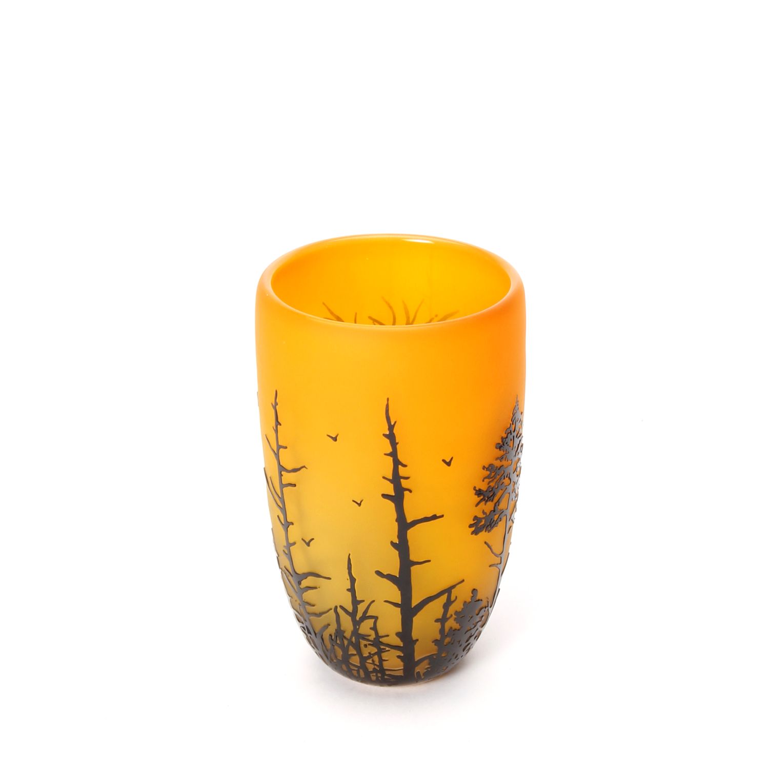 Carol Nesbitt: Saffron Vase with Black Trees and Birds Product Image 3 of 4