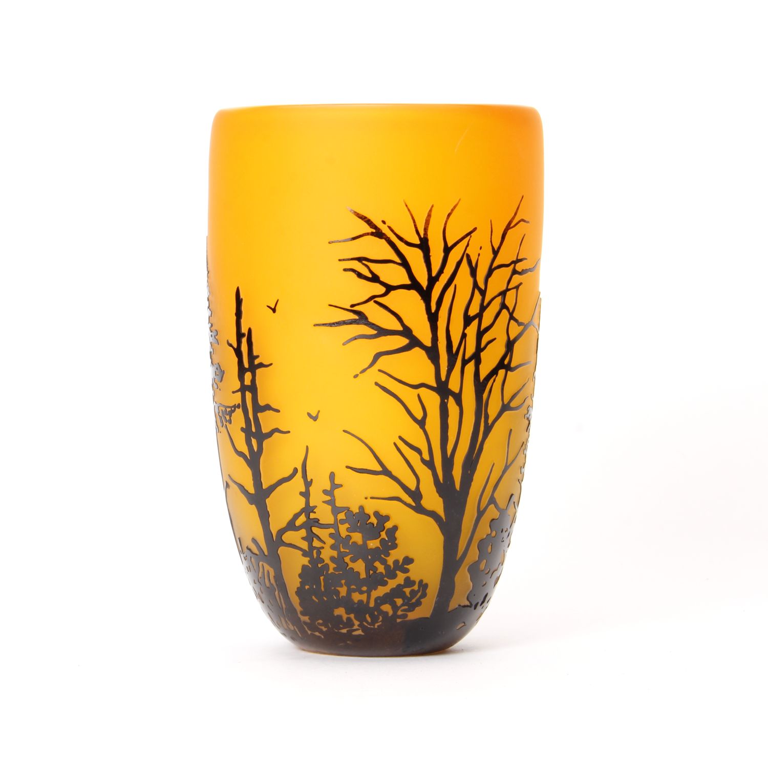 Carol Nesbitt: Saffron Vase with Black Trees and Birds Product Image 1 of 4