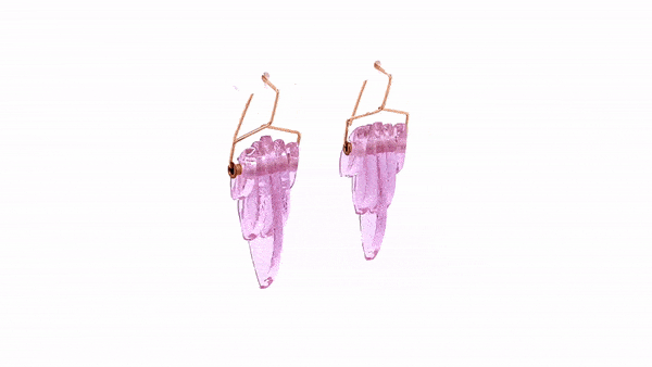Broken Plates: Fuchsia Kinetic Deco Teardrop Earrings Product Image 2 of 2