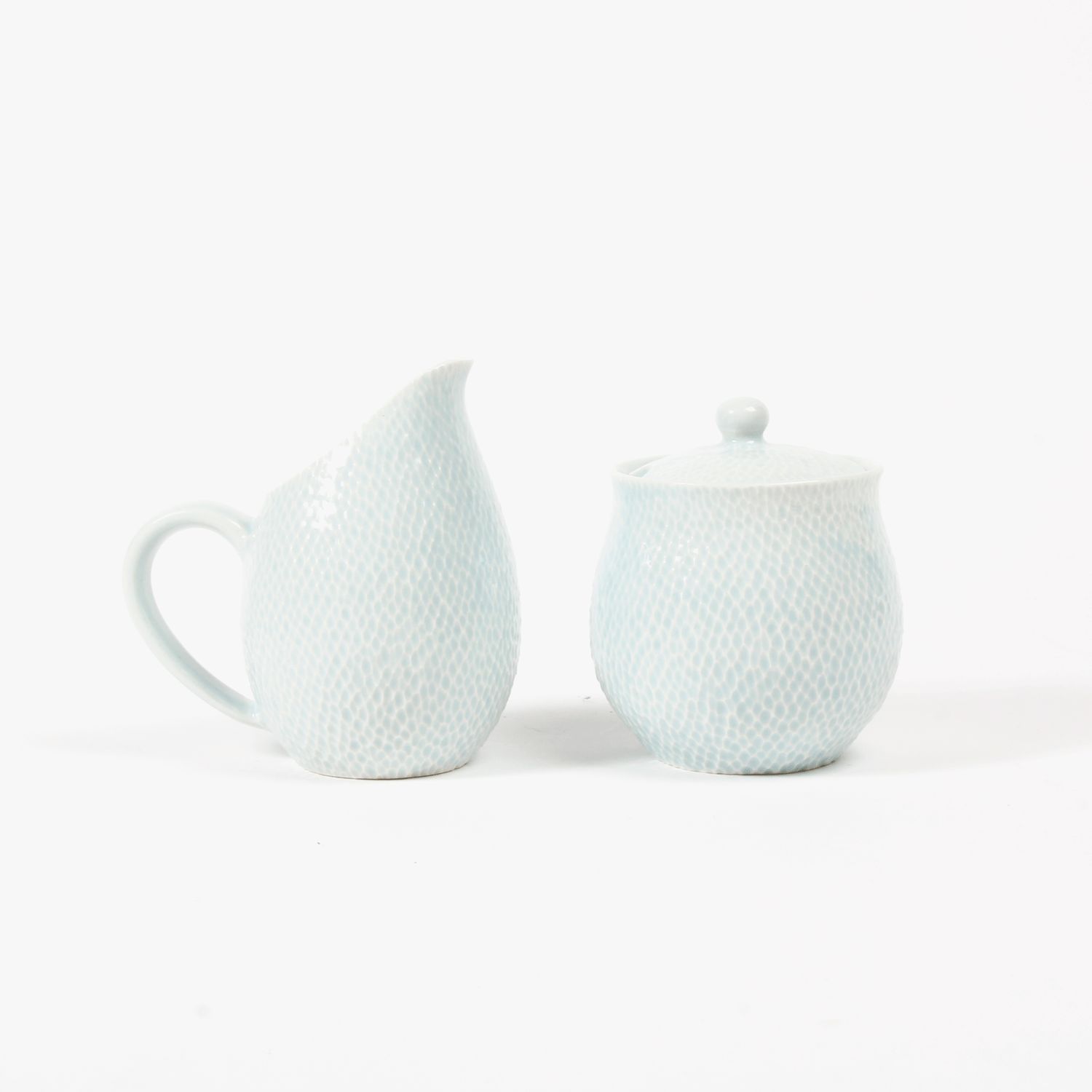 Filipa Pimentel: Carved Celadon Blue Cream and Sugar Set Product Image 1 of 2