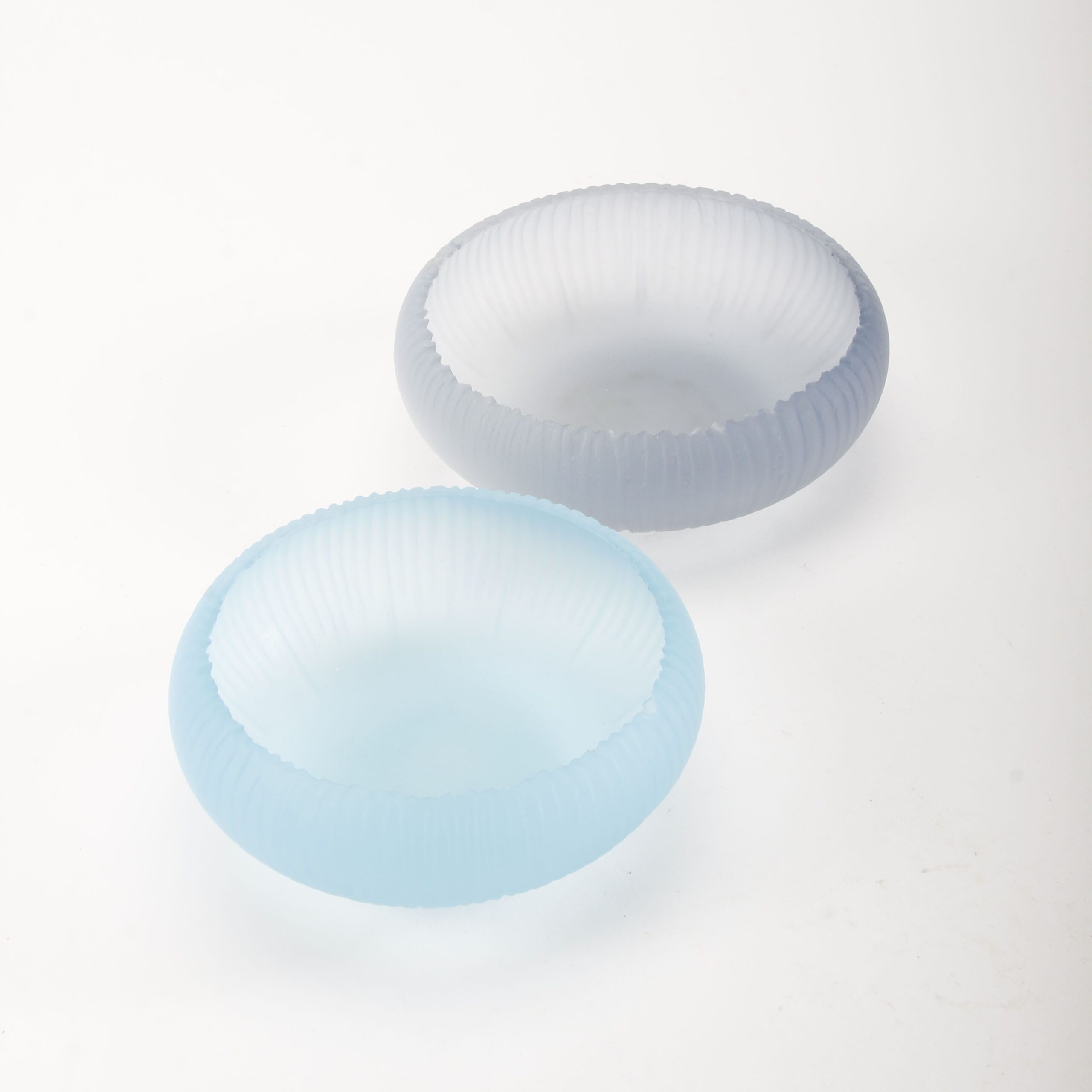 Courtney Downman: Steel Blue Saw Carved Glass Bowl Product Image 1 of 2