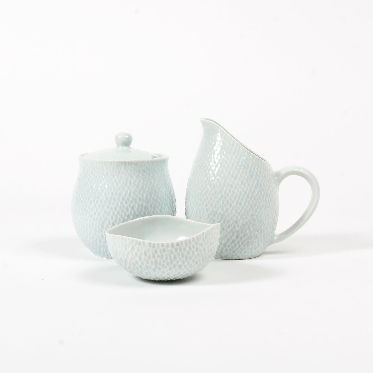 Filipa Pimentel: Carved Celadon Blue Cream and Sugar Set Product Image 2 of 2