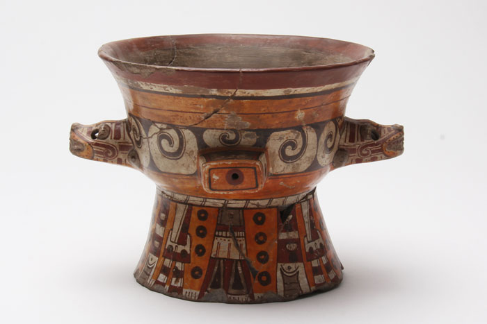 Pedestal dish with serpent handles