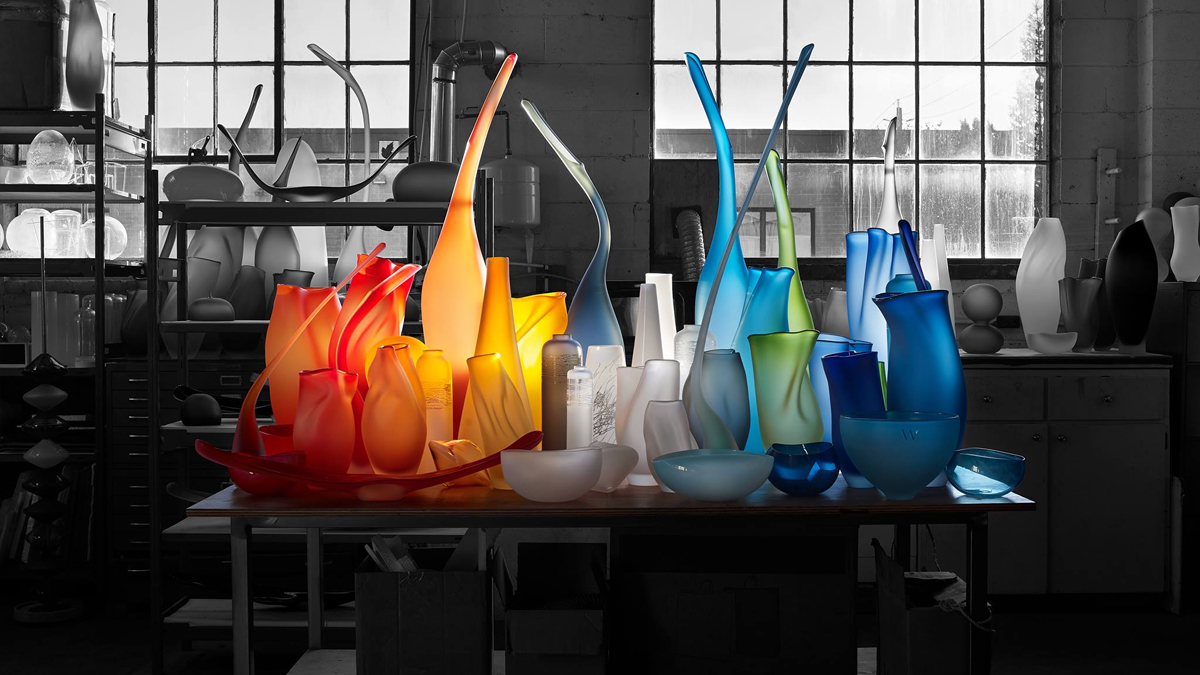 Vessels sitting on a table in Jeff Goodman Studio