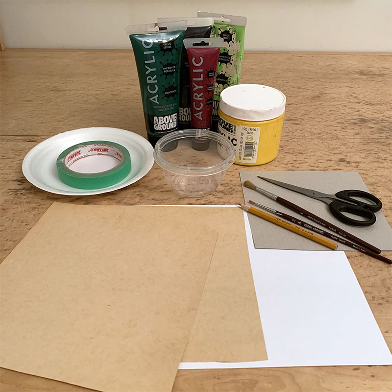 Art materials including paper and paint