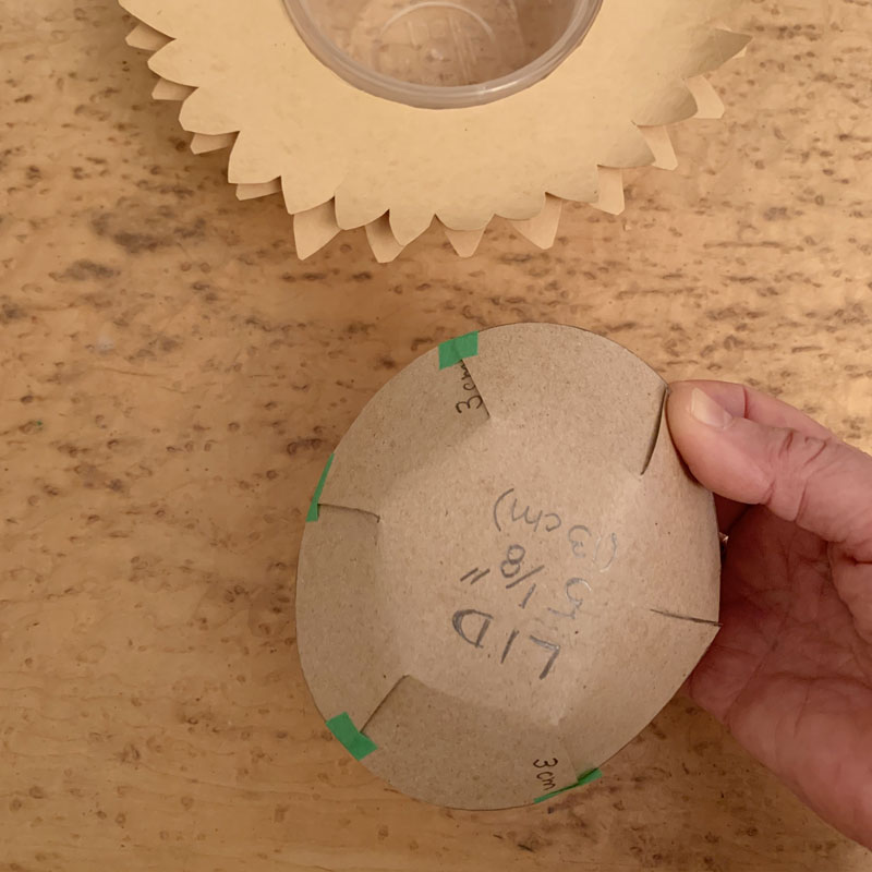 Paper circle folded into a bowl shape