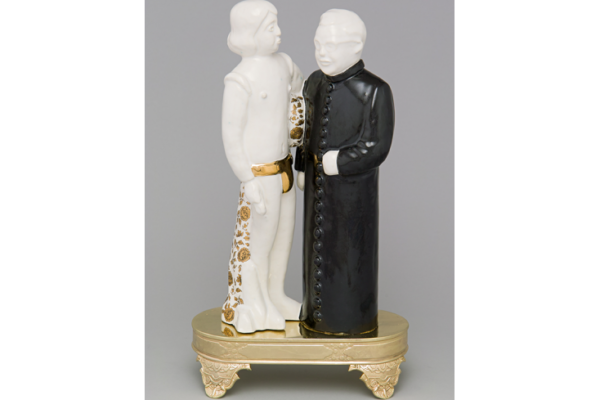 Léopold L. Foulem - Priest in Black Cassock with Boy on Mount, 2012