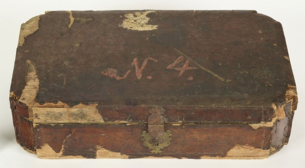 Leather presentation case after conservation