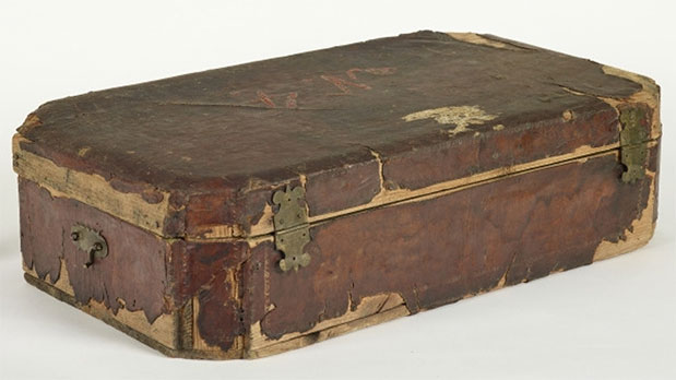 Leather presentation case after conservation
