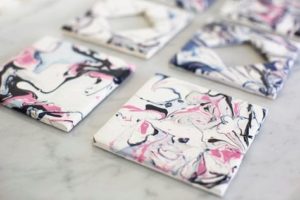 marbleized tile coasters
